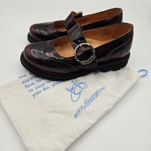 John Fluevog 7th Heaven Angela Genuine Leather Burgundy Mary Jane Shoes Size 8
